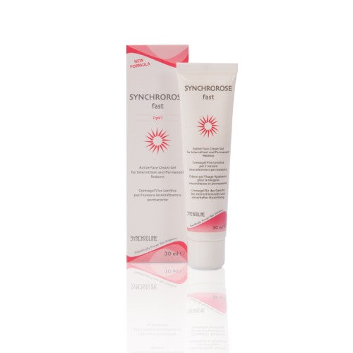 Synchronrose fast Reactive skin flushing product packaging on a white background