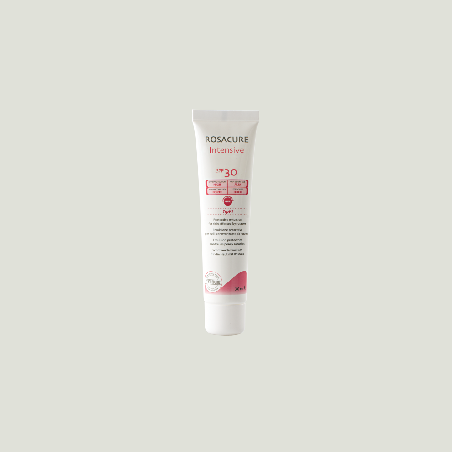 Rosacure intensive sunscreen to Soothe Protect and Manage Rosacea tube on a white background
