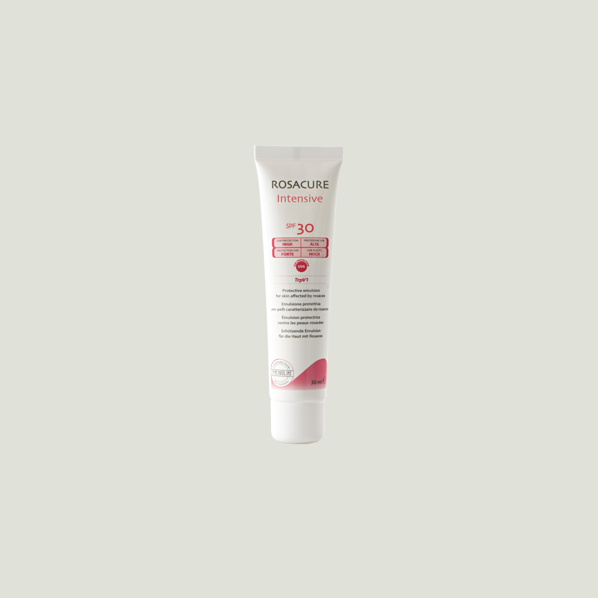 Rosacure intensive sunscreen to Soothe Protect and Manage Rosacea tube on a white background