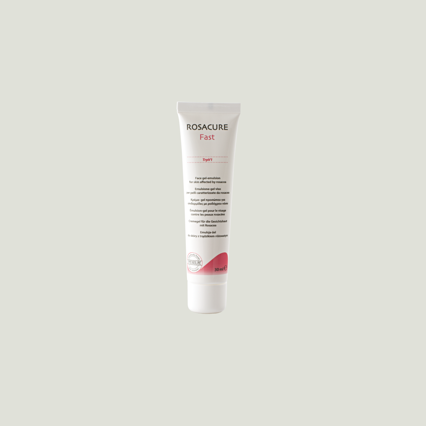 Tube of Rosacure Fast cream to Soothe Protect and Manage Rosacea on a light gray background